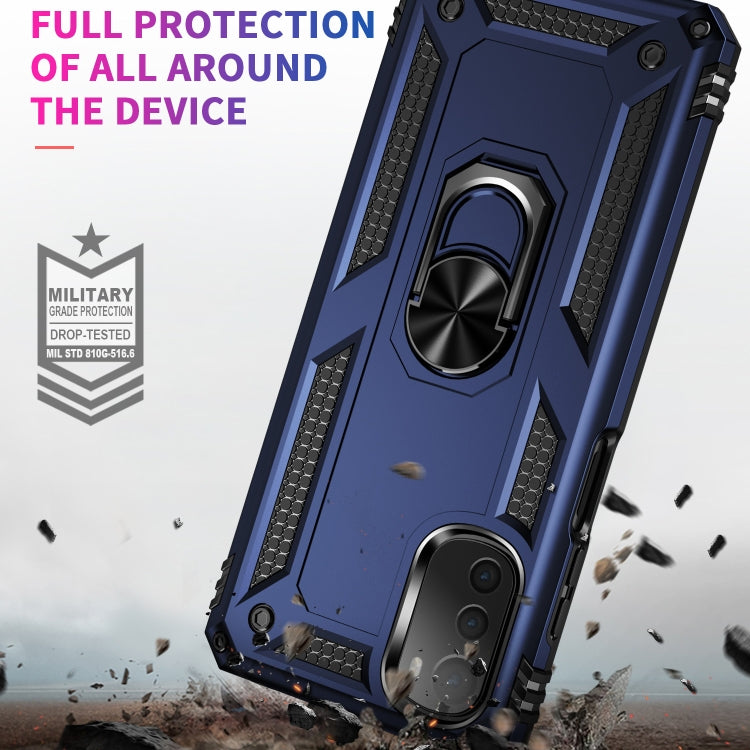 For Motorola Moto E32 4G Shockproof TPU + PC Phone Case with 360 Degree Rotating Holder
