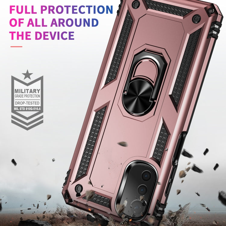 For Motorola Moto E32 4G Shockproof TPU + PC Phone Case with 360 Degree Rotating Holder