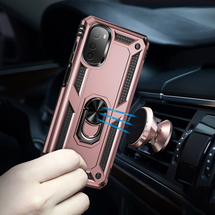 For Motorola Moto E32 4G Shockproof TPU + PC Phone Case with 360 Degree Rotating Holder