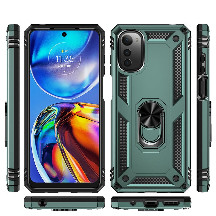 For Motorola Moto E32 4G Shockproof TPU + PC Phone Case with 360 Degree Rotating Holder