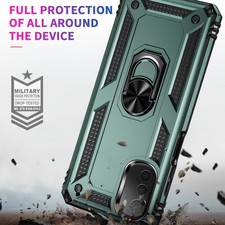 For Motorola Moto E32 4G Shockproof TPU + PC Phone Case with 360 Degree Rotating Holder