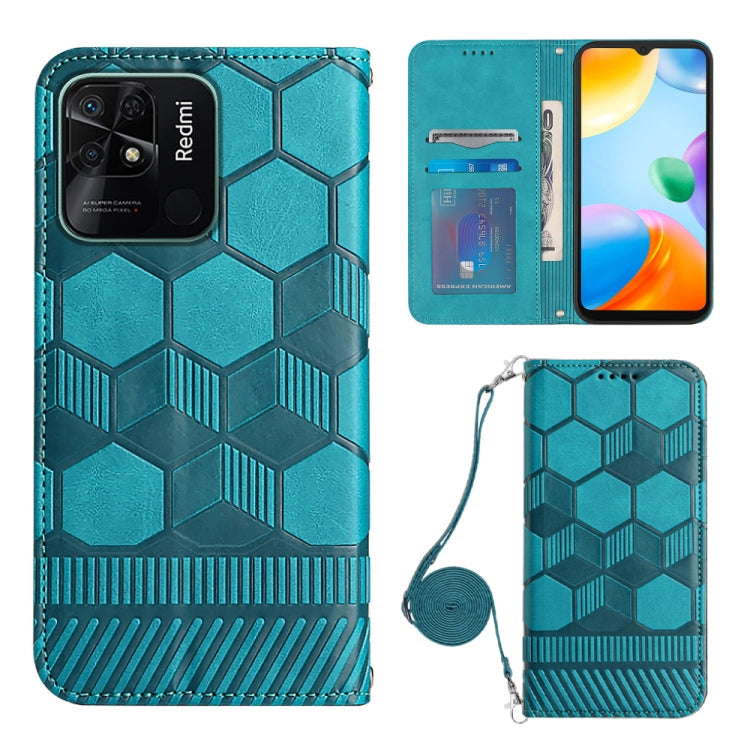 For Xiaomi Redmi 10C/Redmi 10 India Crossbody Football Texture Magnetic PU Phone Case