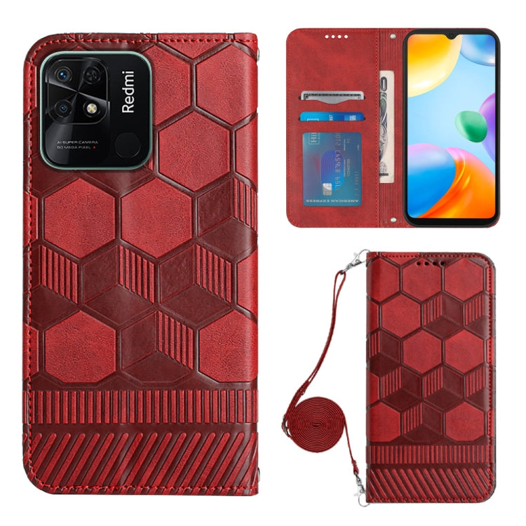 For Xiaomi Redmi 10C/Redmi 10 India Crossbody Football Texture Magnetic PU Phone Case