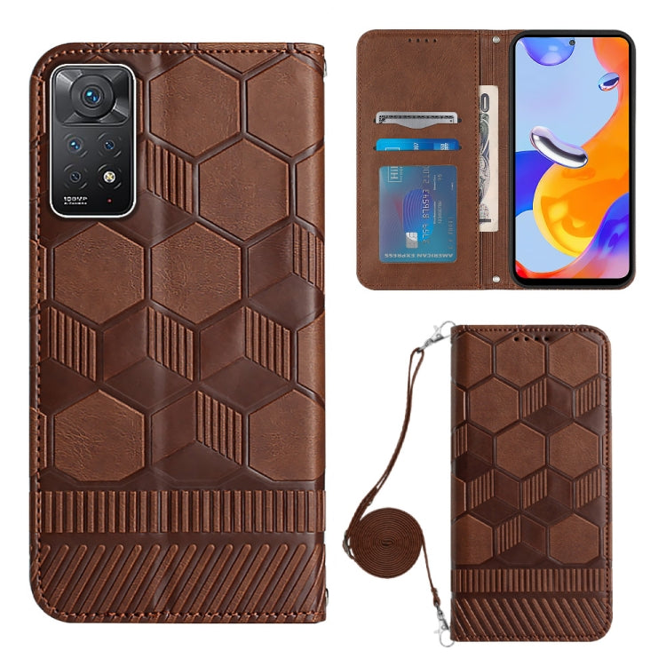 For Xiaomi Redmi Note 11 Pro/Redmi Note 11 Pro 5G/Redmi Note 11 Pro+ India Crossbody Football Texture Magnetic PU Phone Case