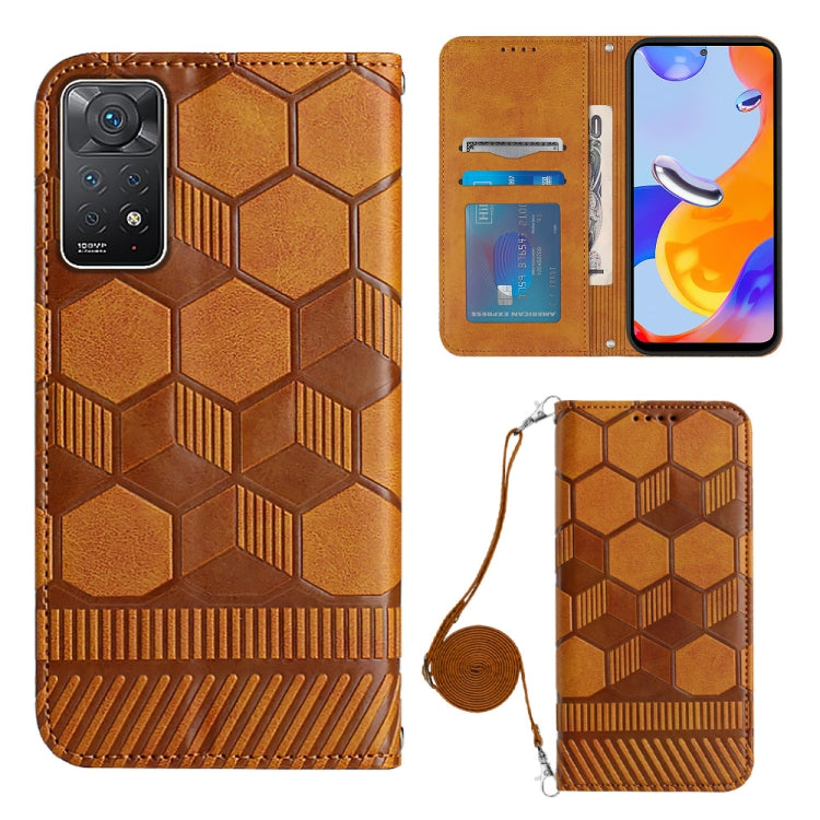For Xiaomi Redmi Note 11 Pro/Redmi Note 11 Pro 5G/Redmi Note 11 Pro+ India Crossbody Football Texture Magnetic PU Phone Case
