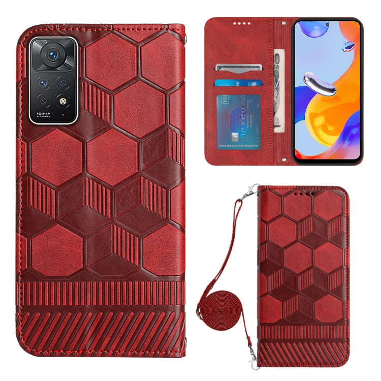 For Xiaomi Redmi Note 11 Pro/Redmi Note 11 Pro 5G/Redmi Note 11 Pro+ India Crossbody Football Texture Magnetic PU Phone Case