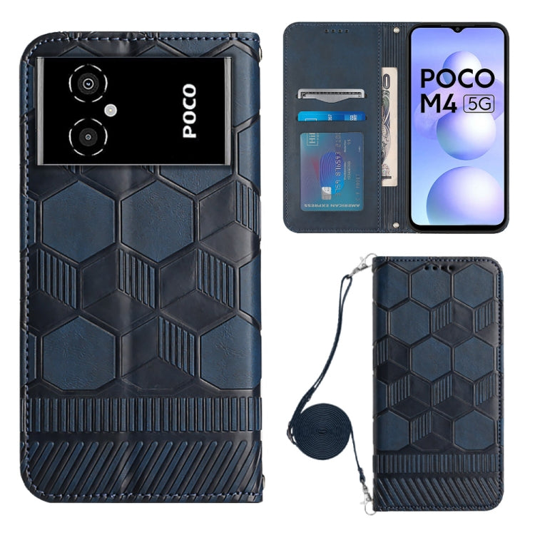 For Xiaomi Poco M4 5G Crossbody Football Texture Magnetic PU Phone Case