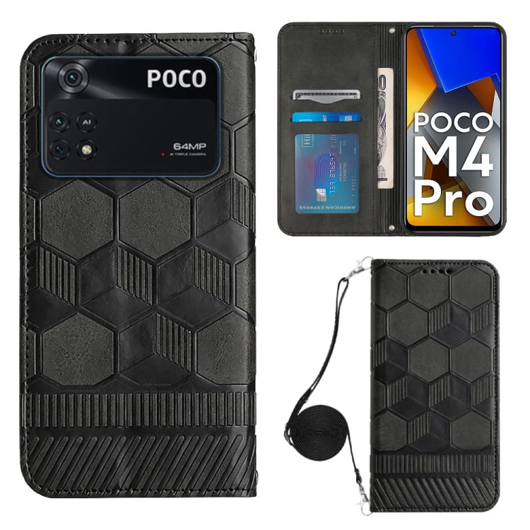 For Xiaomi Poco M4 Pro 4G Crossbody Football Texture Magnetic PU Phone Case