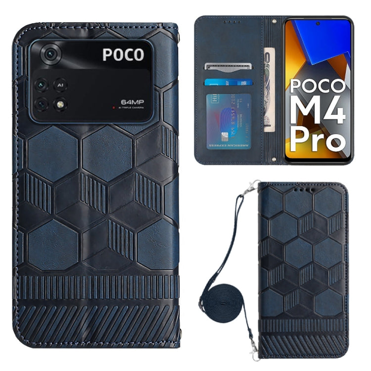 For Xiaomi Poco M4 Pro 4G Crossbody Football Texture Magnetic PU Phone Case