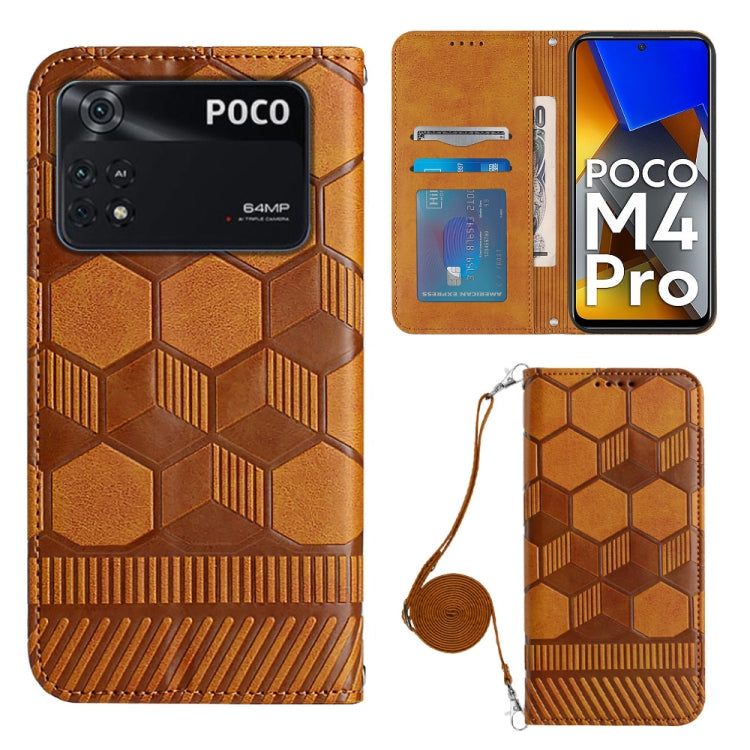 For Xiaomi Poco M4 Pro 4G Crossbody Football Texture Magnetic PU Phone Case