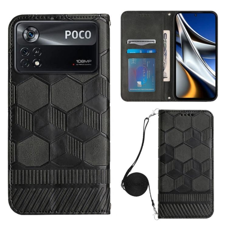 For Xiaomi Poco X4 Pro 5G Crossbody Football Texture Magnetic PU Phone Case