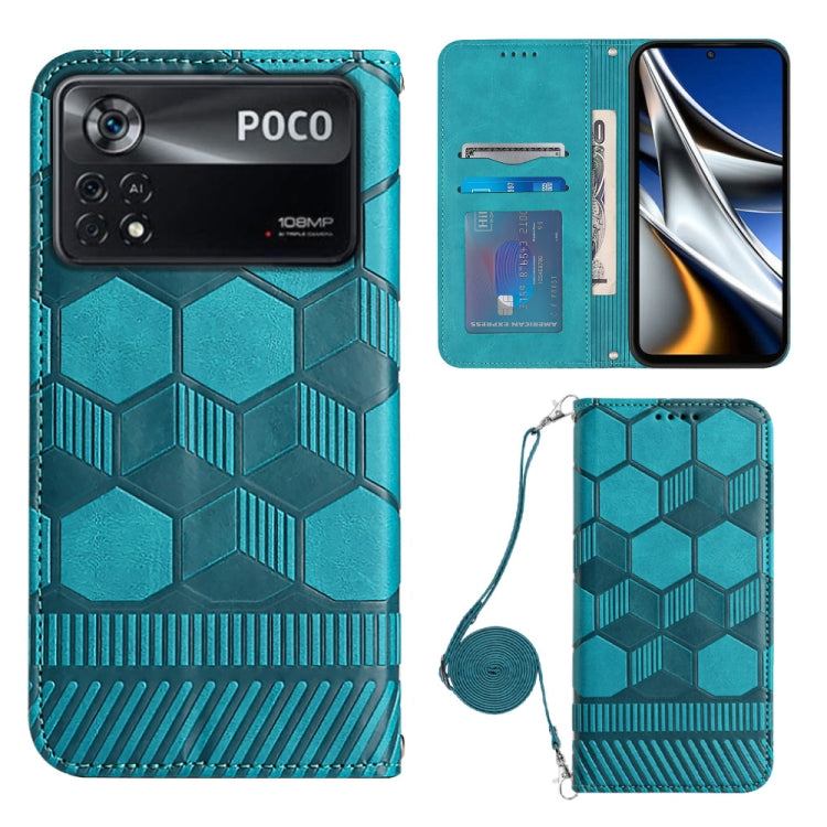 For Xiaomi Poco X4 Pro 5G Crossbody Football Texture Magnetic PU Phone Case