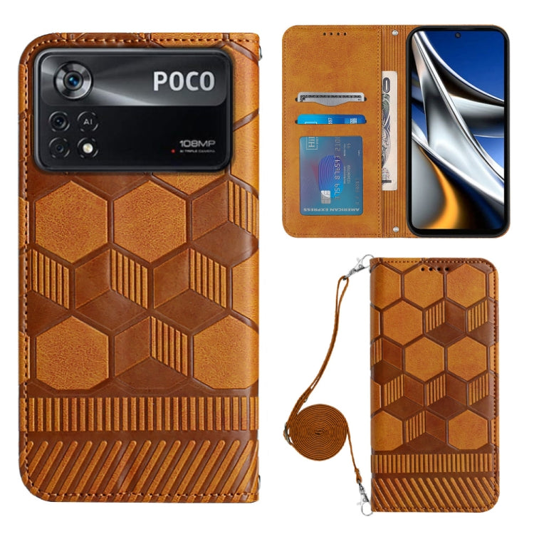 For Xiaomi Poco X4 Pro 5G Crossbody Football Texture Magnetic PU Phone Case