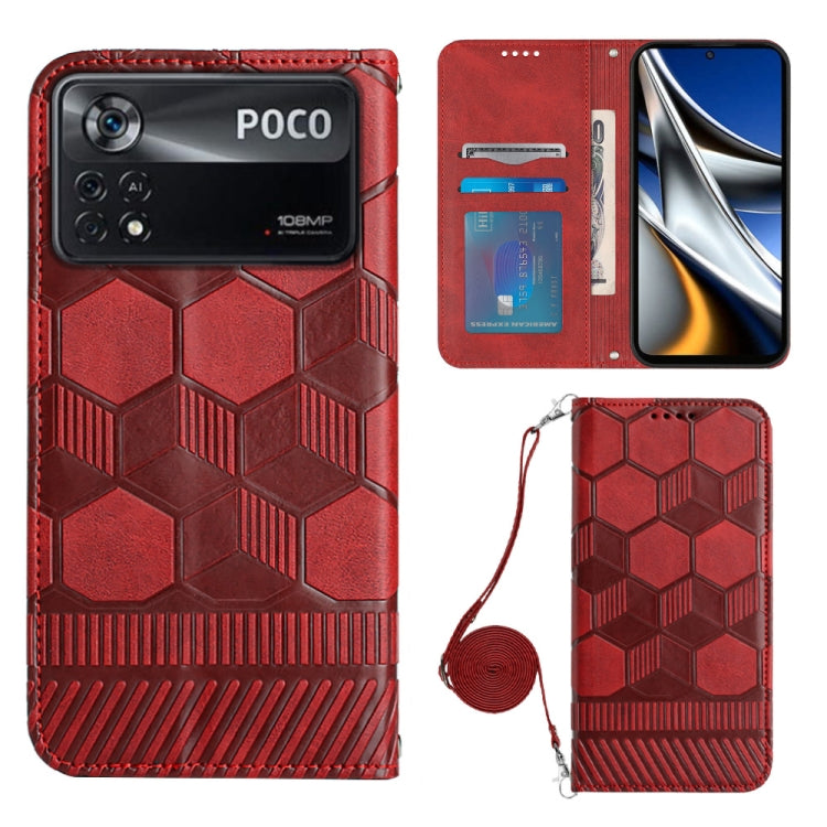 For Xiaomi Poco X4 Pro 5G Crossbody Football Texture Magnetic PU Phone Case