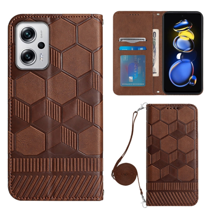 For Xiaomi Redmi Note 11T Pro Crossbody Football Texture Magnetic PU Phone Case