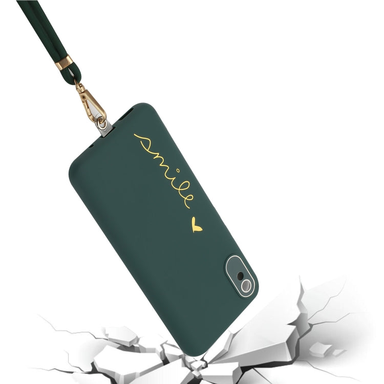 For Xiaomi Redmi 9A / 9AT / 9i Indian Gilding Line TPU Phone Case with Strap