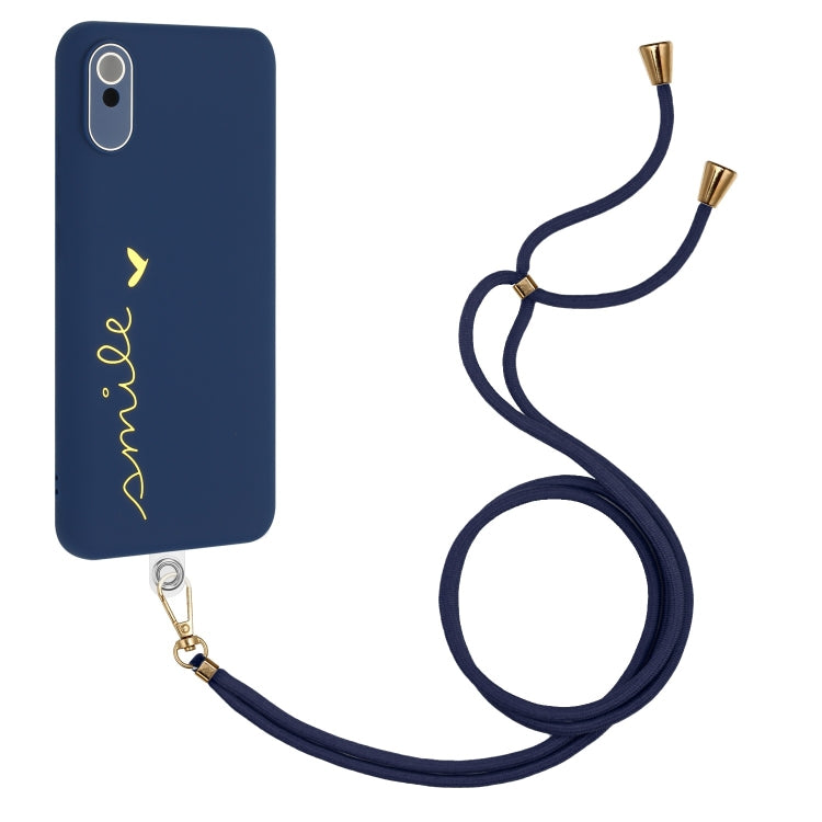 For Xiaomi Redmi 9A / 9AT / 9i Indian Gilding Line TPU Phone Case with Strap