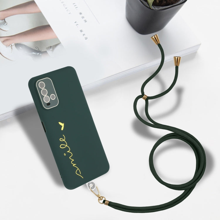 For Xiaomi Redmi 9T Global / 9 Power Gilding Line TPU Phone Case with Strap