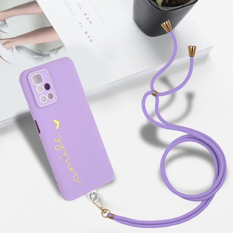 For Xiaomi Redmi 10 / 10 Prime / 10 2022 Gilding Line TPU Phone Case with Strap