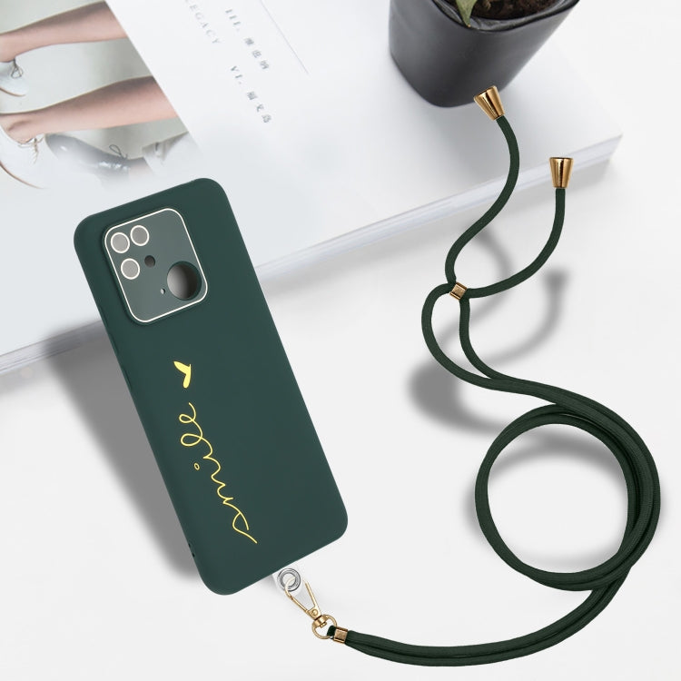 For Xiaomi Redmi 10C Gilding Line TPU Phone Case with Strap