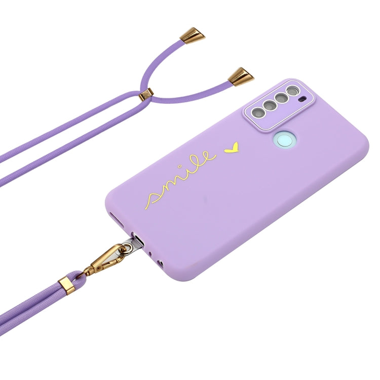 For Xiaomi Redmi Note 8 / Note 8 2021 Gilding Line TPU Phone Case with Strap