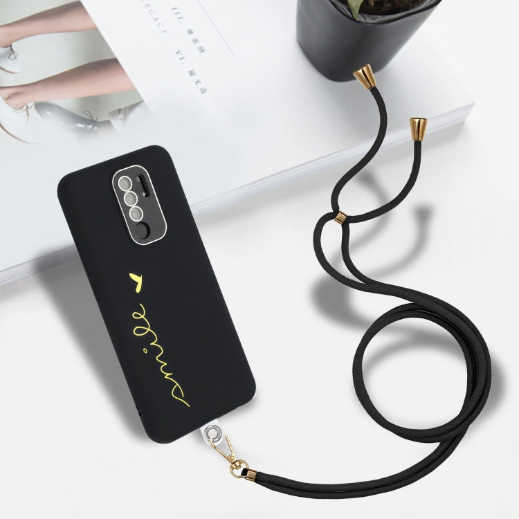 For Xiaomi Redmi Note 8 Pro Gilding Line TPU Phone Case with Strap