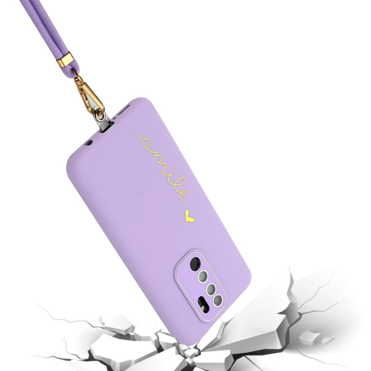 For Xiaomi Redmi Note 8 Pro Gilding Line TPU Phone Case with Strap