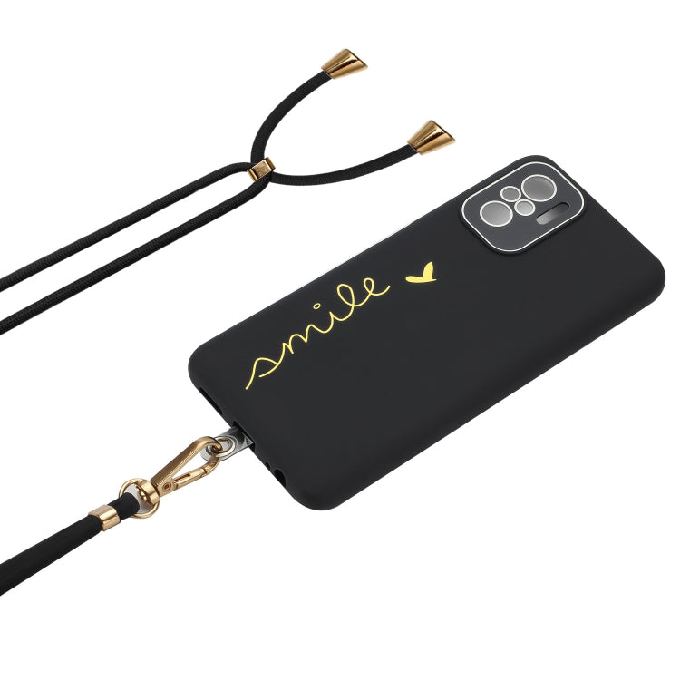 For Xiaomi Redmi Note 10S / Note 10 Gilding Line TPU Phone Case with Strap