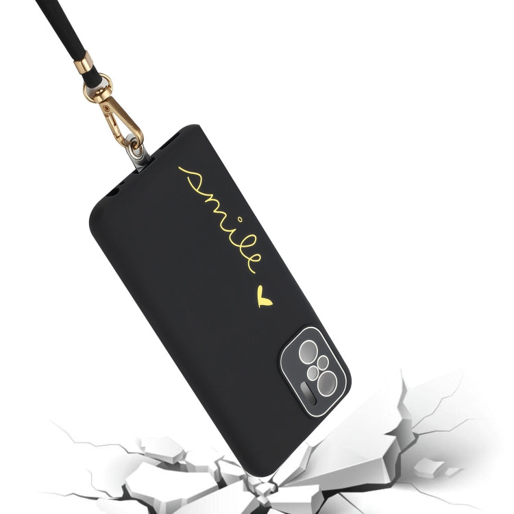 For Xiaomi Redmi Note 10S / Note 10 Gilding Line TPU Phone Case with Strap