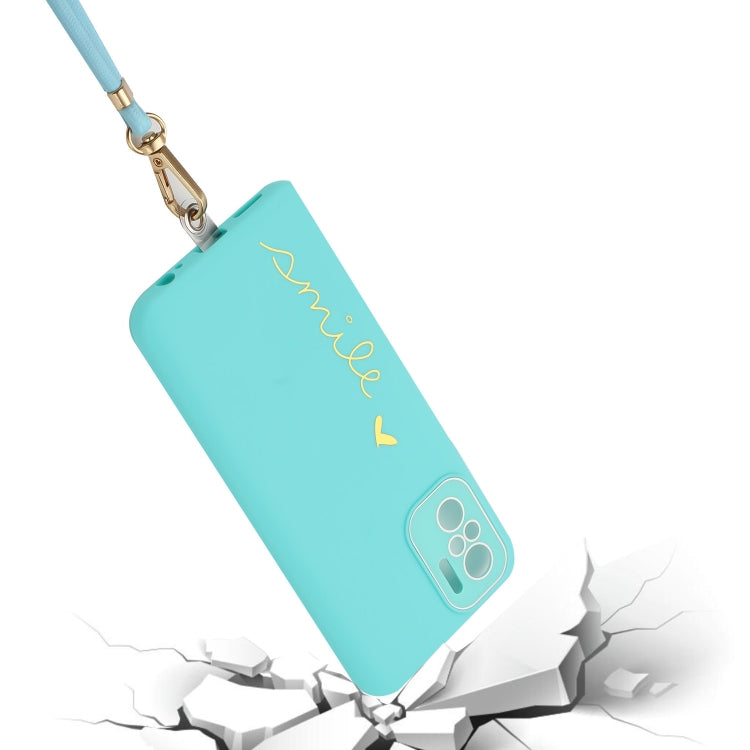 For Xiaomi Redmi Note 10S / Note 10 Gilding Line TPU Phone Case with Strap