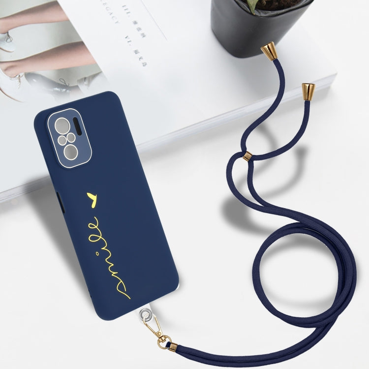 For Xiaomi Redmi Note 10S / Note 10 Gilding Line TPU Phone Case with Strap