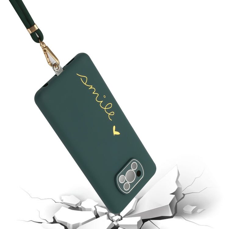 For Xiaomi Poco X3 / X3 Pro / X3 NFC Gilding Line TPU Phone Case with Strap