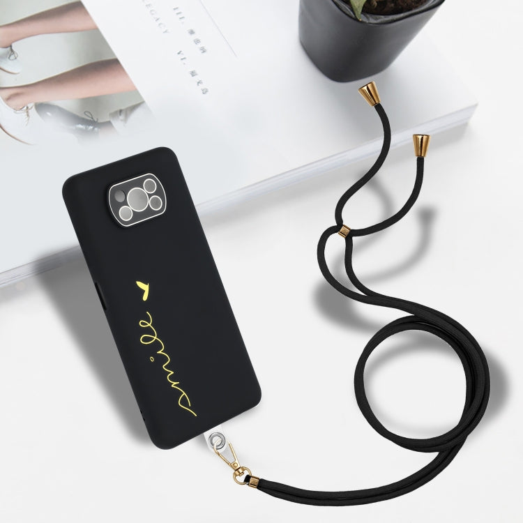 For Xiaomi Poco X3 / X3 Pro / X3 NFC Gilding Line TPU Phone Case with Strap