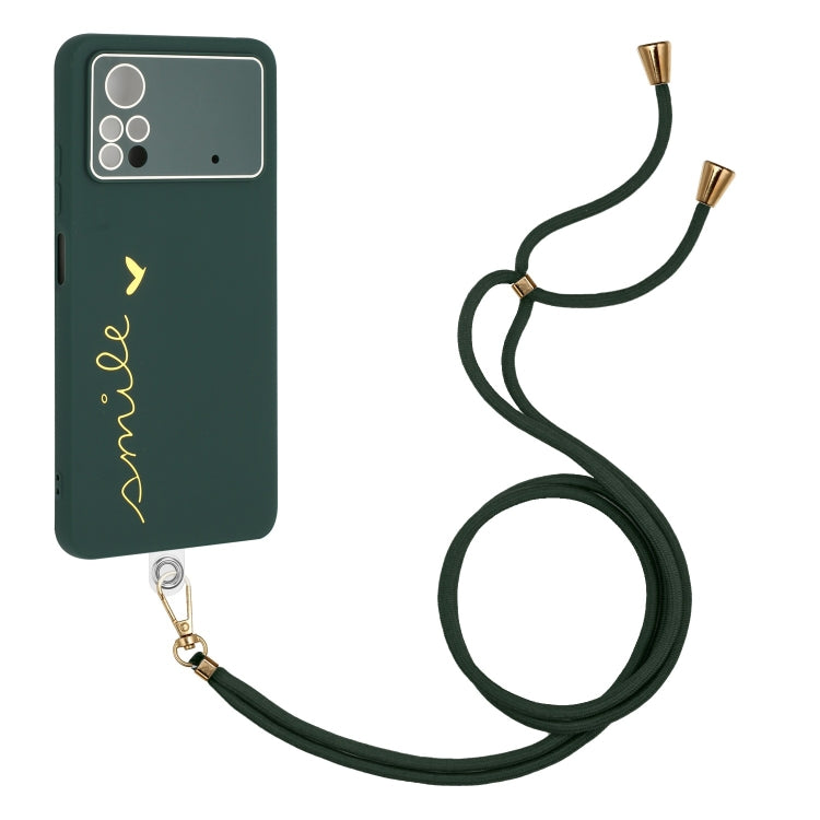 For Xiaomi Poco X4 Pro 5G Gilding Line TPU Phone Case with Strap