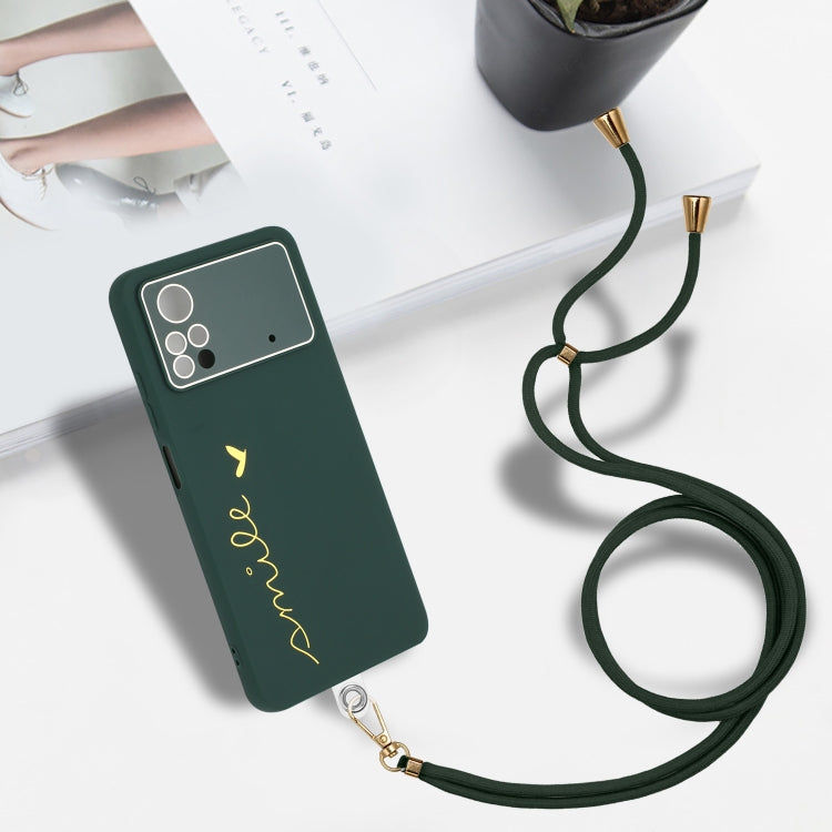 For Xiaomi Poco X4 Pro 5G Gilding Line TPU Phone Case with Strap