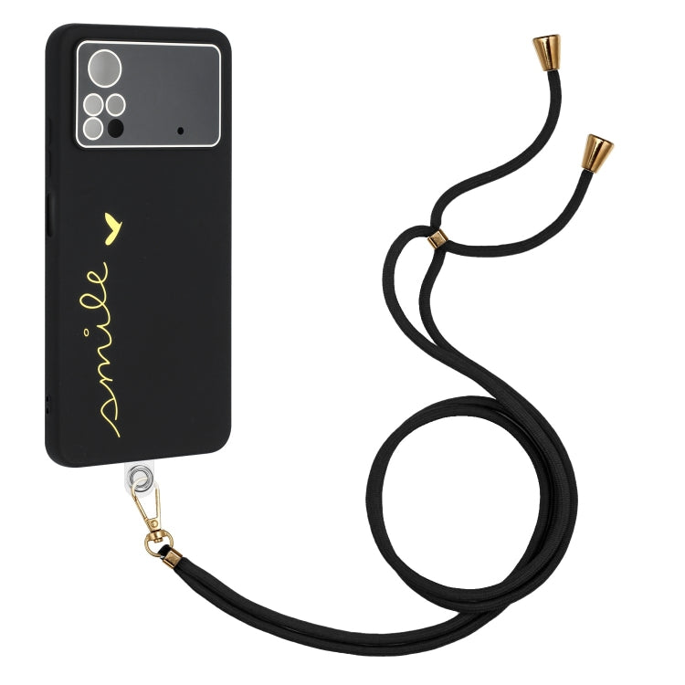 For Xiaomi Poco X4 Pro 5G Gilding Line TPU Phone Case with Strap