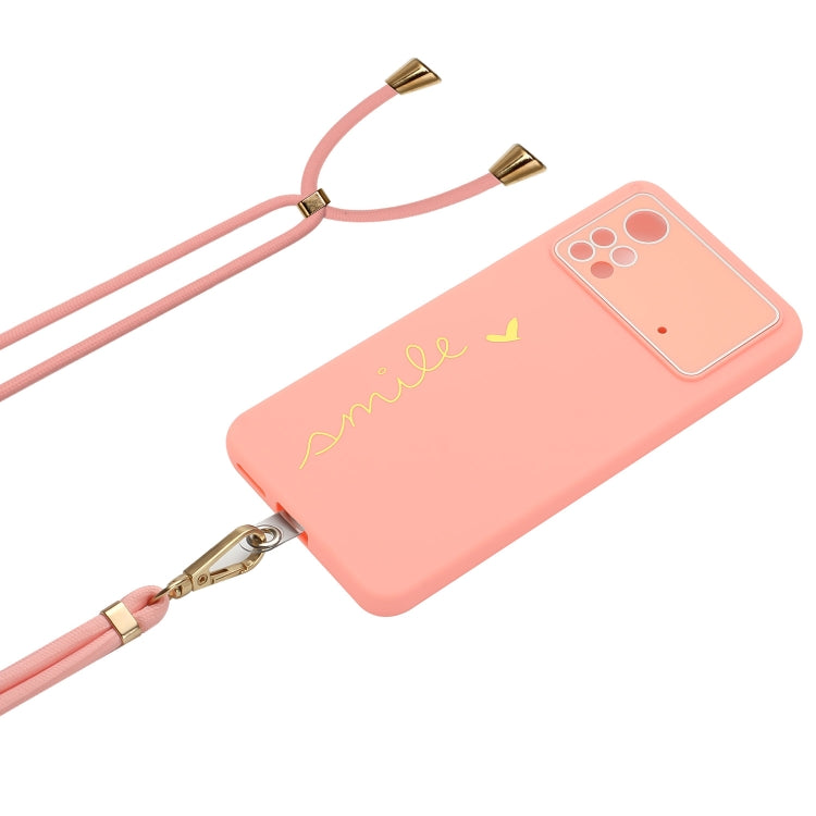 For Xiaomi Poco X4 Pro 5G Gilding Line TPU Phone Case with Strap