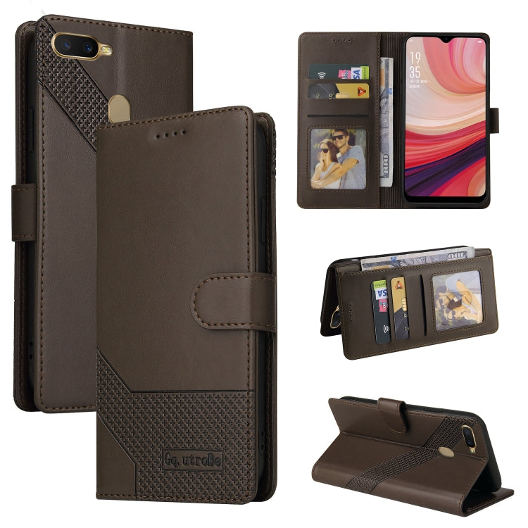 For OPPO A7 2018 GQUTROBE Skin Feel Magnetic Leather Phone Case