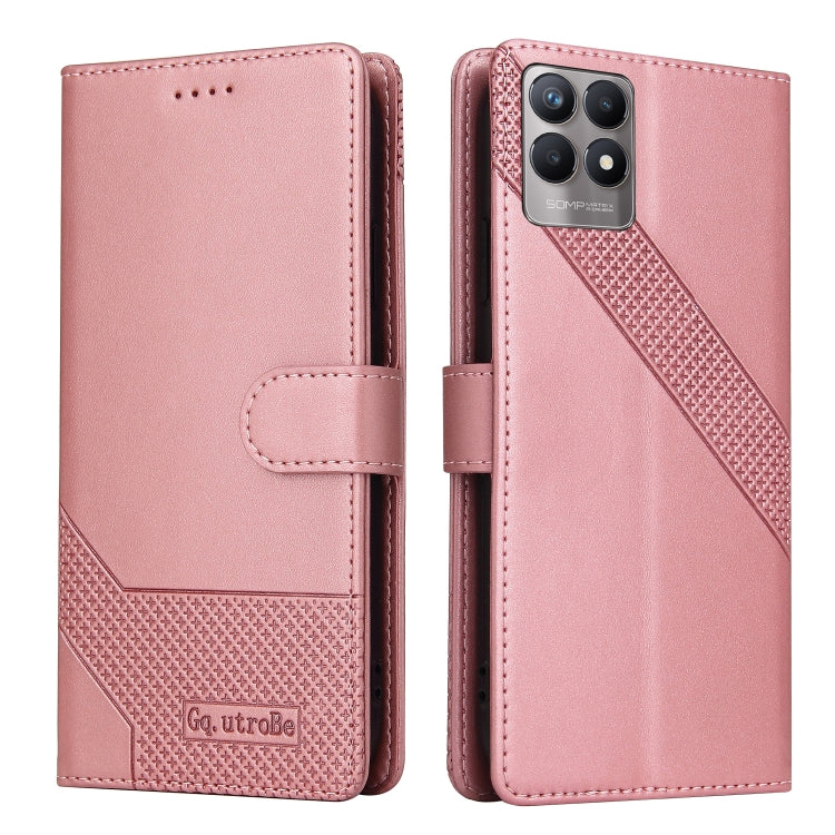For Realme 8i GQUTROBE Skin Feel Magnetic Leather Phone Case