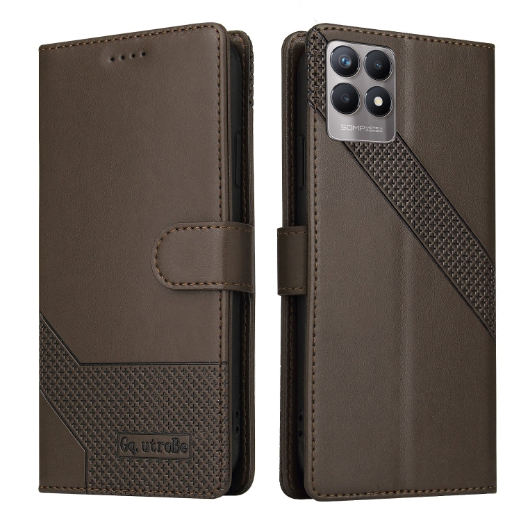 For Realme 8i GQUTROBE Skin Feel Magnetic Leather Phone Case