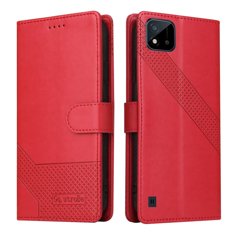For Realme C21Y GQUTROBE Skin Feel Magnetic Leather Phone Case