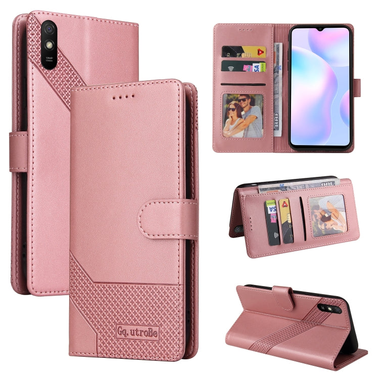 For Xiaomi Redmi 9A GQUTROBE Skin Feel Magnetic Leather Phone Case