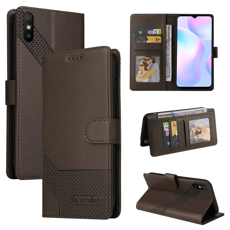For Xiaomi Redmi 9A GQUTROBE Skin Feel Magnetic Leather Phone Case