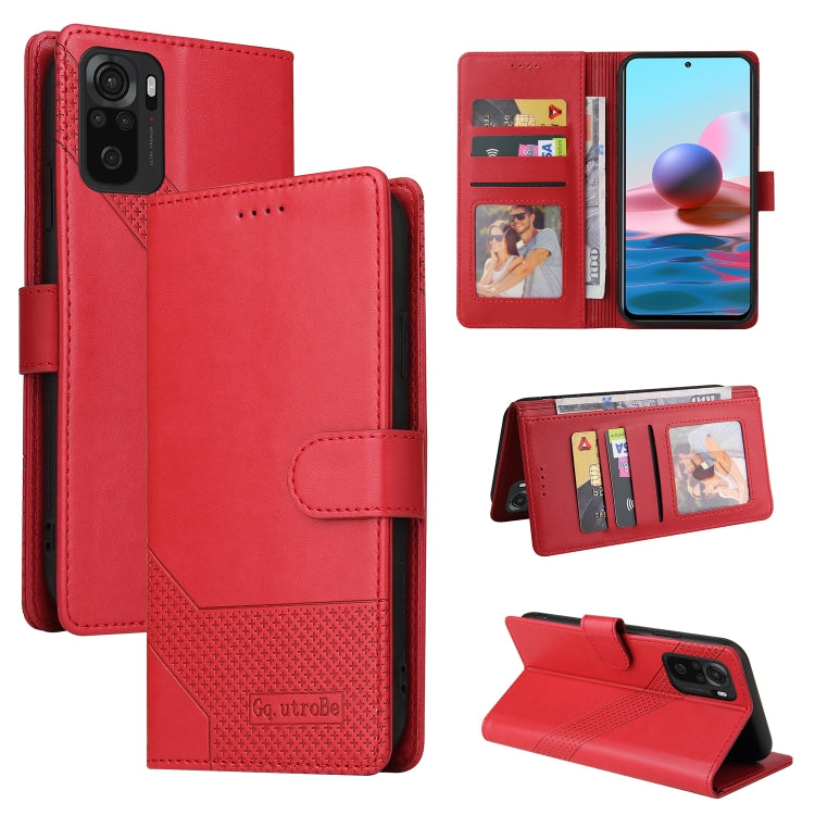 For Xiaomi Redmi Note 10 4G GQUTROBE Skin Feel Magnetic Leather Phone Case