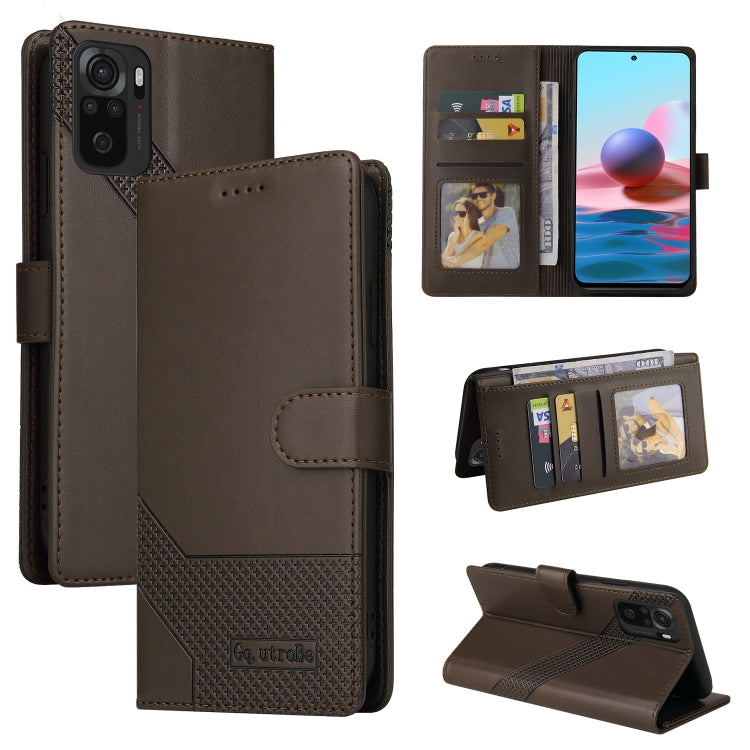 For Xiaomi Redmi Note 10 4G GQUTROBE Skin Feel Magnetic Leather Phone Case