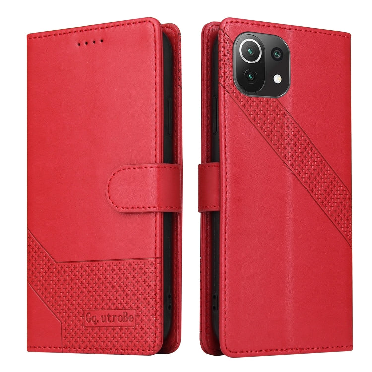 For Xiaomi Mi 11 Lite GQUTROBE Skin Feel Magnetic Leather Phone Case