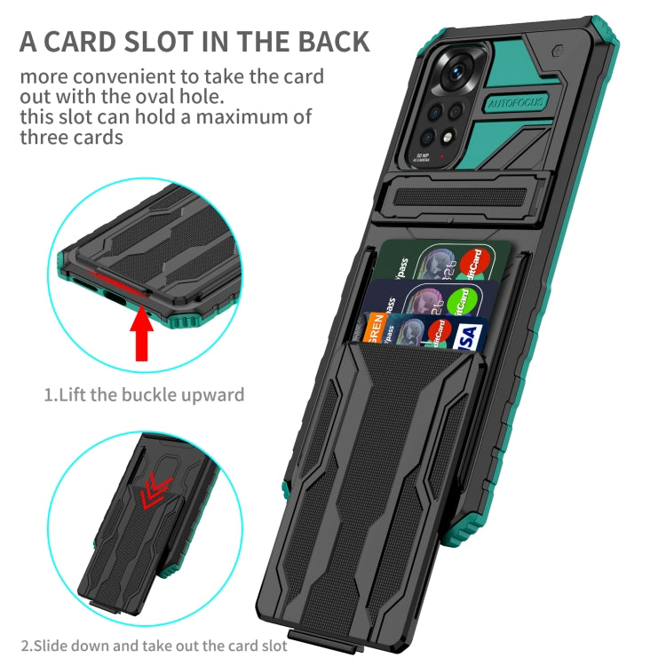 For Xiaomi Redmi Note 11S / Note 11 4G Global Kickstand Armor Card Wallet Phone Case