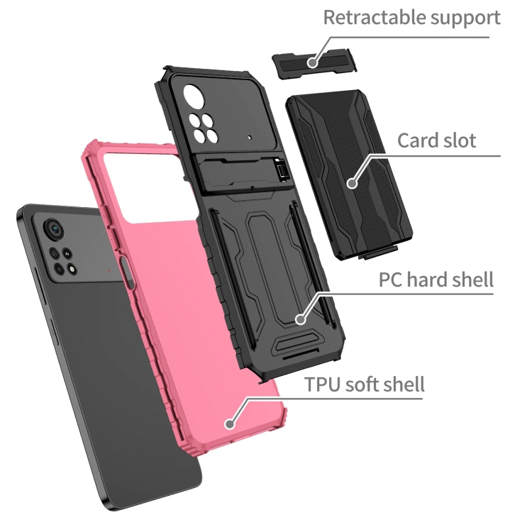 For Xiaomi Poco X4 Pro 5G Kickstand Armor Card Wallet Phone Case
