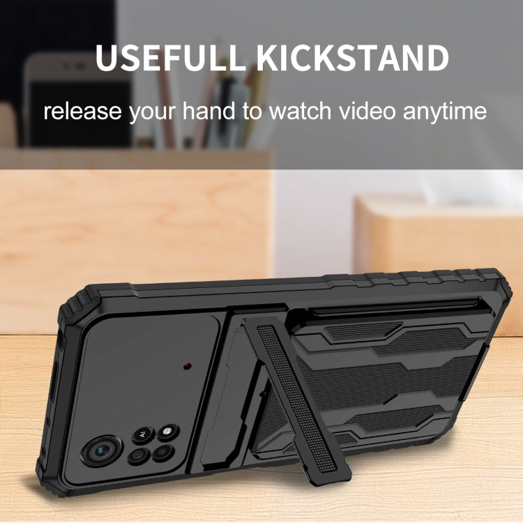 For Xiaomi Poco X4 Pro 5G Kickstand Armor Card Wallet Phone Case