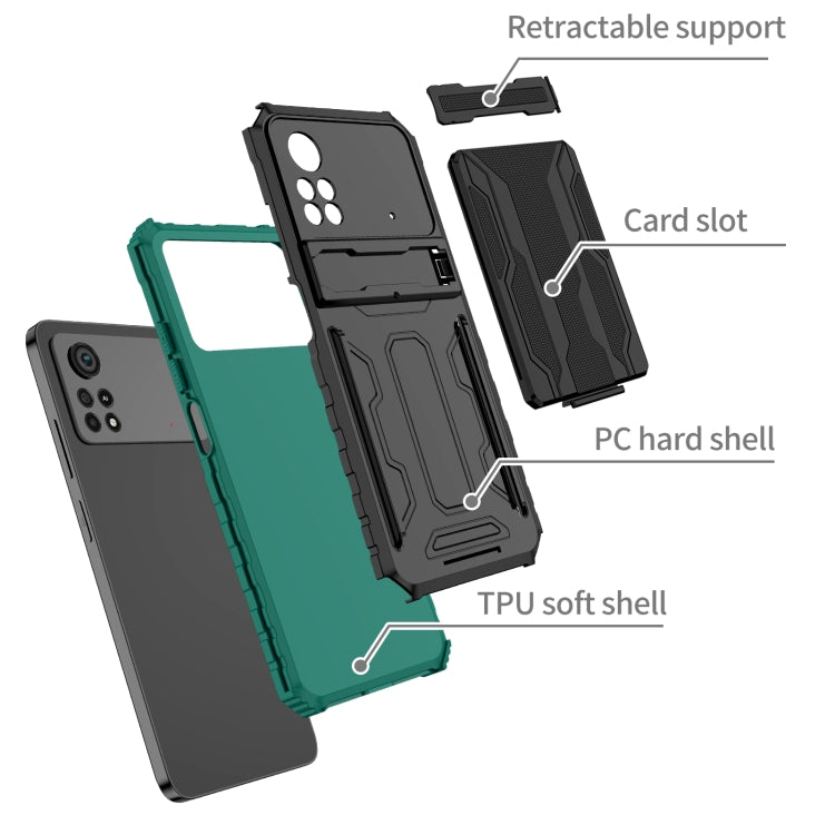 For Xiaomi Poco X4 Pro 5G Kickstand Armor Card Wallet Phone Case